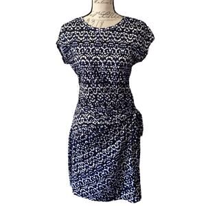 Nicole Miller Black White Abstract Side Tie Dress NEW Small